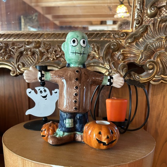 Vintage Holiday Vintage Debbie Mumm Frankenstein Candle Holder